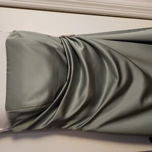 David's Bridal Sage Green Strapless Dress